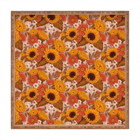 Avenie Sunflower Meadow Neutral Square Tray