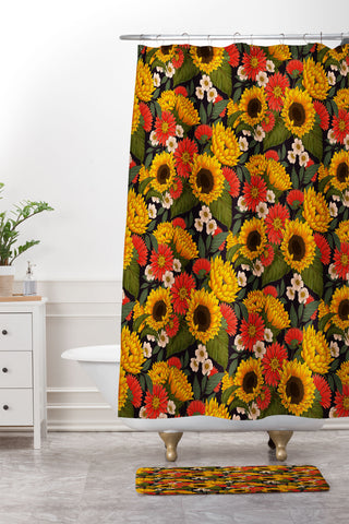 Avenie Sunflower Meadow Shower Curtain And Mat