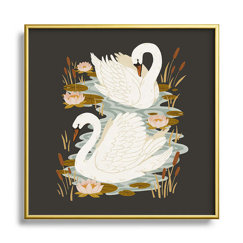 Avenie Swan Dance Metal Square Framed Art Print