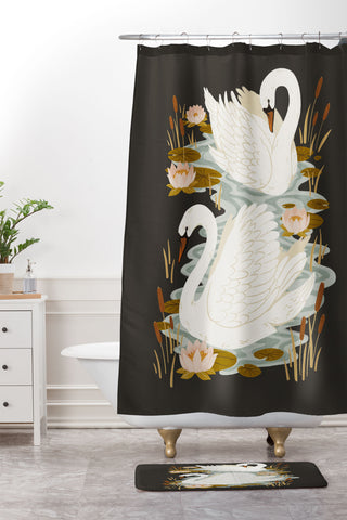 Avenie Swan Dance Shower Curtain And Mat
