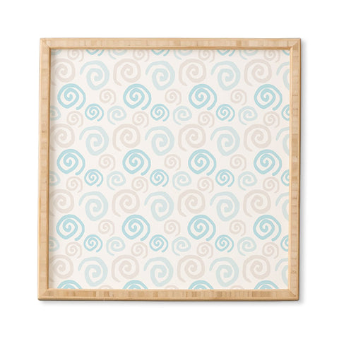 Avenie Swirl Pattern Blue and Gray Framed Wall Art