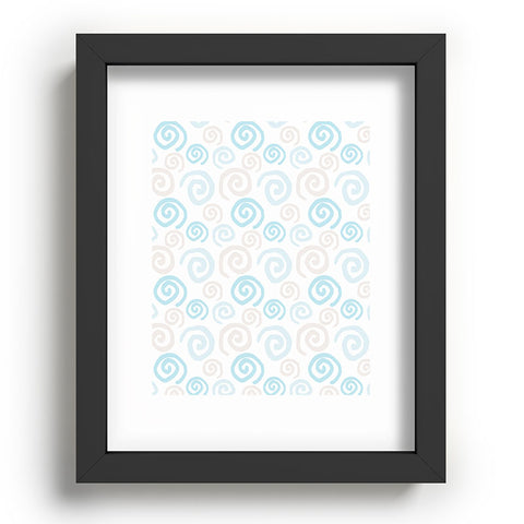 Avenie Swirl Pattern Blue and Gray Recessed Framing Rectangle