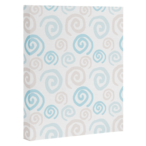 Avenie Swirl Pattern Blue and Gray Art Canvas