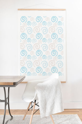 Avenie Swirl Pattern Blue and Gray Art Print And Hanger
