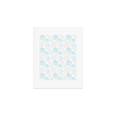 Avenie Swirl Pattern Blue and Gray Art Print