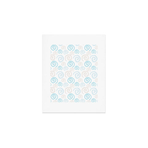 Avenie Swirl Pattern Blue and Gray Art Print