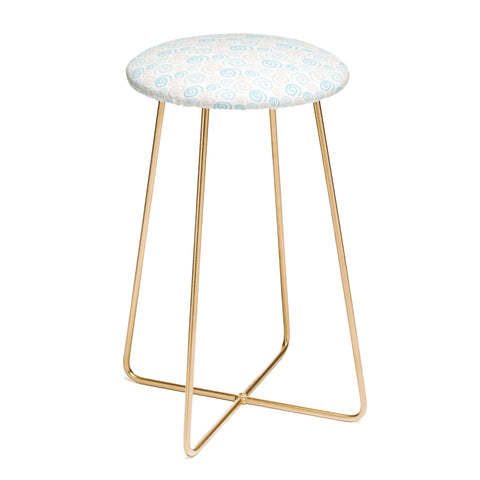 Avenie Swirl Pattern Blue and Gray Counter Stool