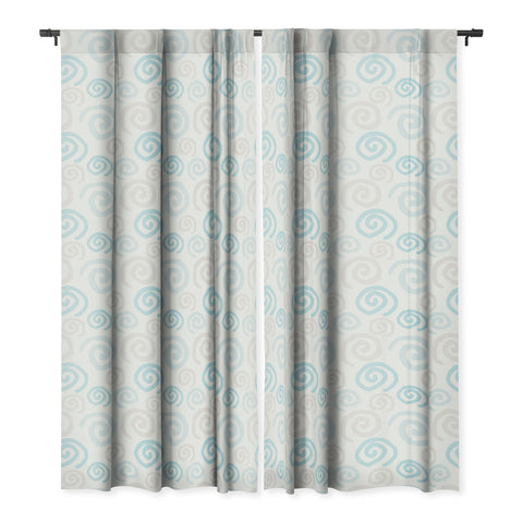 Avenie Swirl Pattern Blue and Gray Blackout Non Repeat