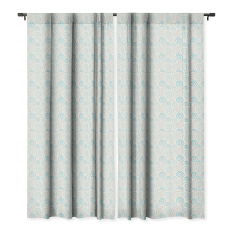 Avenie Swirl Pattern Blue and Gray Blackout Window Curtain