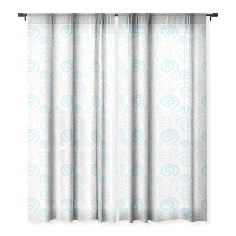 Avenie Swirl Pattern Blue and Gray Sheer Non Repeat