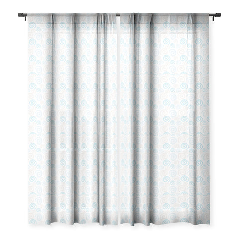 Avenie Swirl Pattern Blue and Gray Sheer Window Curtain