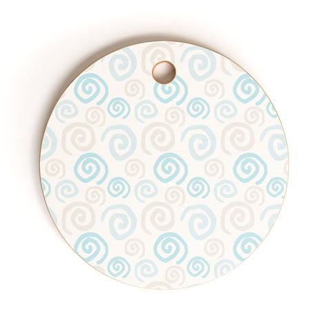 Avenie Swirl Pattern Blue and Gray Cutting Board Round