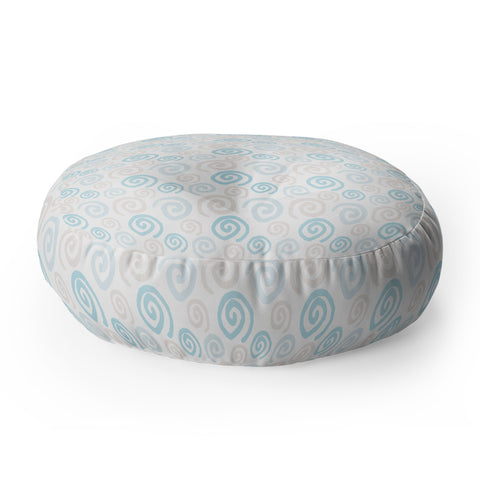 Avenie Swirl Pattern Blue and Gray Floor Pillow Round