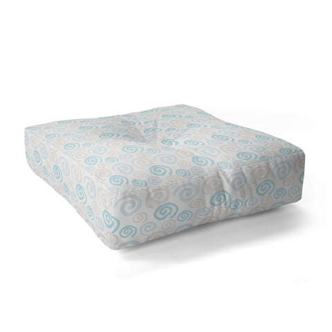 Avenie Swirl Pattern Blue and Gray Floor Pillow Square