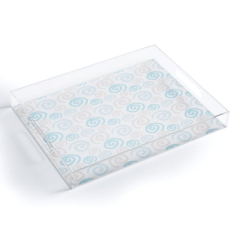 Avenie Swirl Pattern Blue and Gray Acrylic Tray