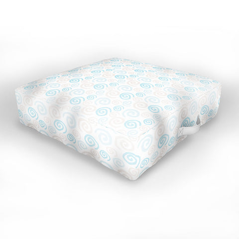 Avenie Swirl Pattern Blue and Gray Outdoor Floor Cushion