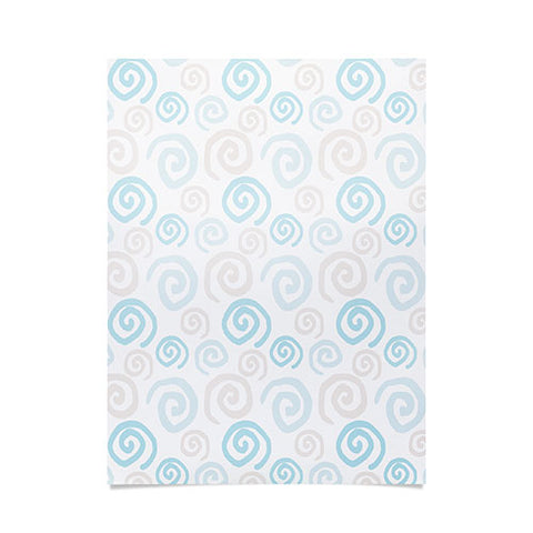 Avenie Swirl Pattern Blue and Gray Poster