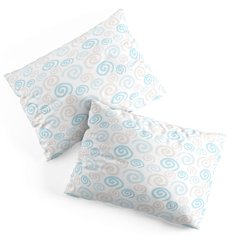 Avenie Swirl Pattern Blue and Gray Pillow Shams