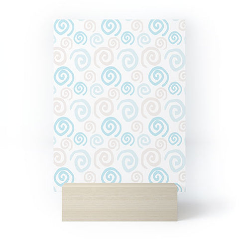 Avenie Swirl Pattern Blue and Gray Mini Art Print