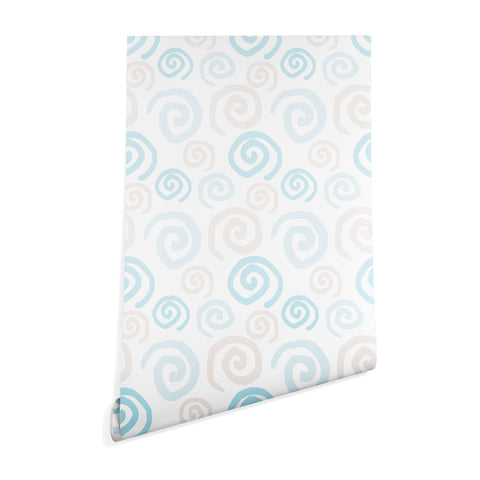 Avenie Swirl Pattern Blue and Gray Wallpaper