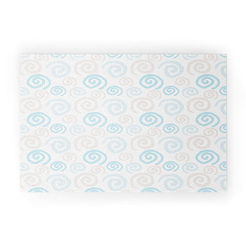 Avenie Swirl Pattern Blue and Gray Welcome Mat