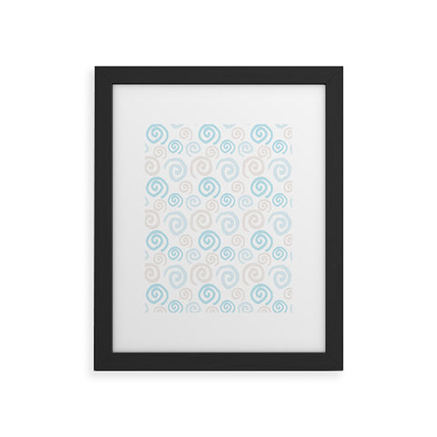 Avenie Swirl Pattern Blue and Gray Framed Art Print