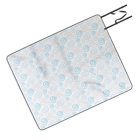 Avenie Swirl Pattern Blue and Gray Picnic Blanket