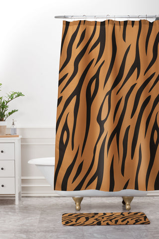 Avenie Tiger Stripes Shower Curtain And Mat