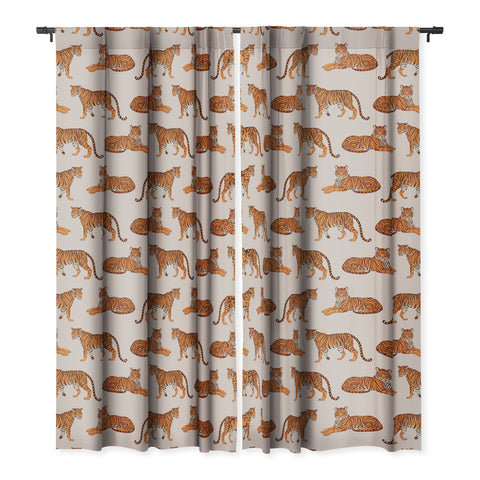 Avenie Tigers in Neutral Blackout Window Curtain