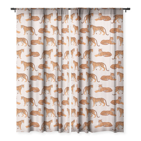 Avenie Tigers in Neutral Sheer Window Curtain
