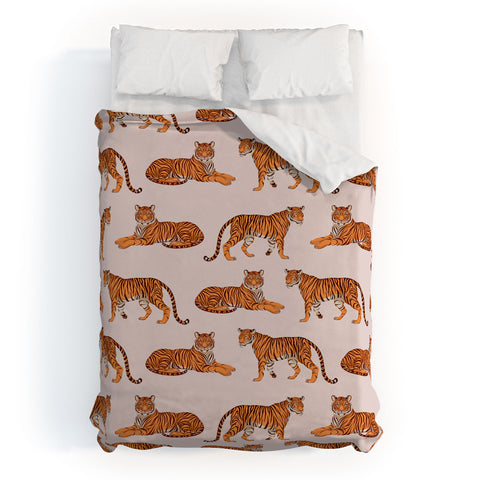 Avenie Tigers in Neutral Duvet Cover