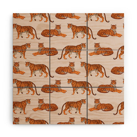Avenie Tigers in Neutral Wood Wall Mural
