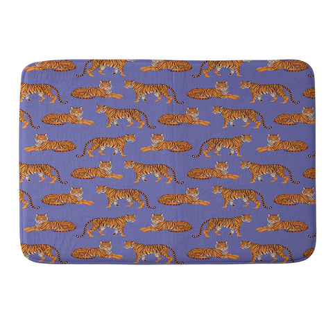 Avenie Tigers in Periwinkle Memory Foam Bath Mat