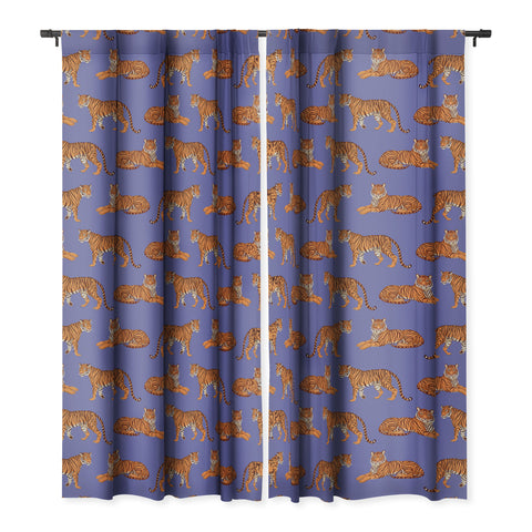 Avenie Tigers in Periwinkle Blackout Window Curtain