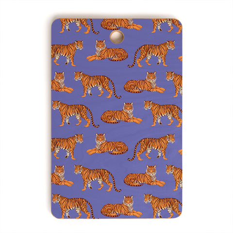 Avenie Tigers in Periwinkle Cutting Board Rectangle