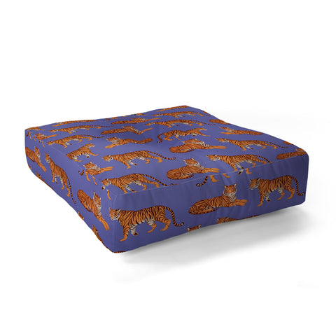 Avenie Tigers in Periwinkle Floor Pillow Square