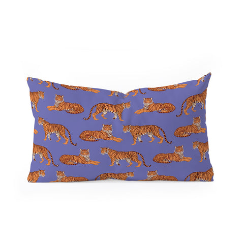 Avenie Tigers in Periwinkle Oblong Throw Pillow
