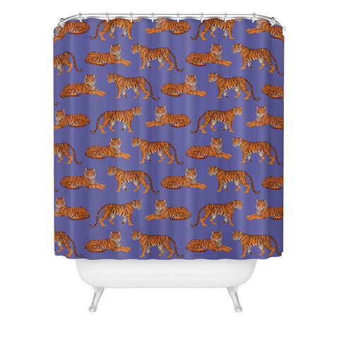 Avenie Tigers in Periwinkle Shower Curtain