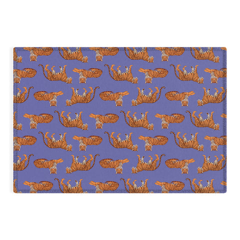 Avenie Tigers in Periwinkle Outdoor Rug