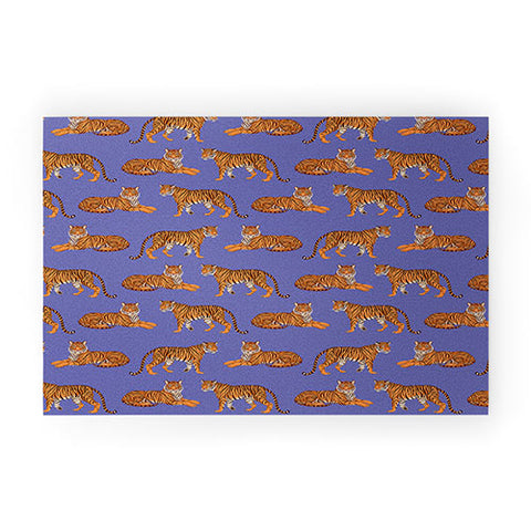 Avenie Tigers in Periwinkle Welcome Mat