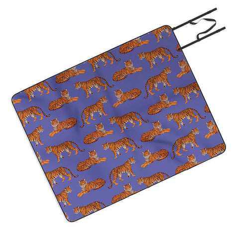 Avenie Tigers in Periwinkle Picnic Blanket