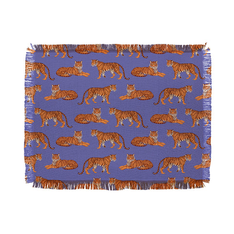 Avenie Tigers in Periwinkle Throw Blanket