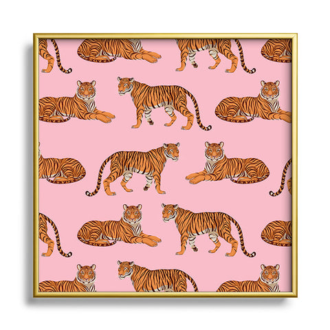 Avenie Tigers in Pink Metal Square Framed Art Print