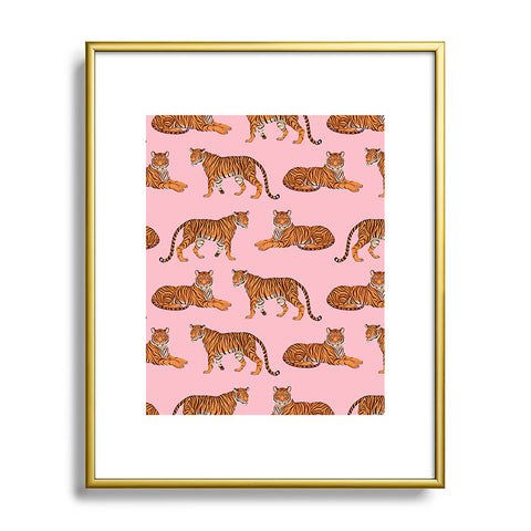 Avenie Tigers in Pink Metal Framed Art Print