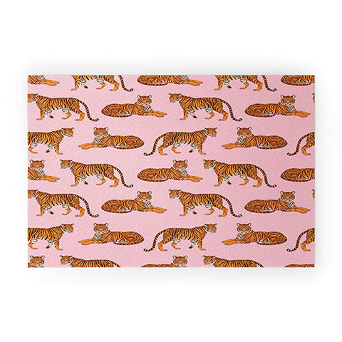 Avenie Tigers in Pink Welcome Mat