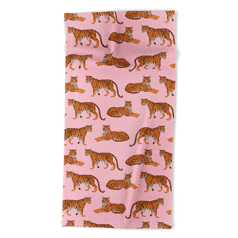 Avenie Tigers in Pink Beach Towel