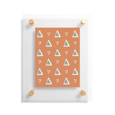 Avenie Triangle Pattern Orange Floating Acrylic Print