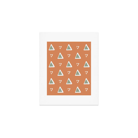 Avenie Triangle Pattern Orange Art Print