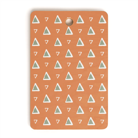 Avenie Triangle Pattern Orange Cutting Board Rectangle