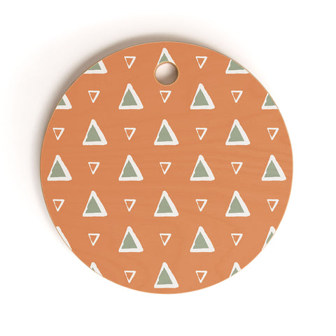 Avenie Triangle Pattern Orange Cutting Board Round
